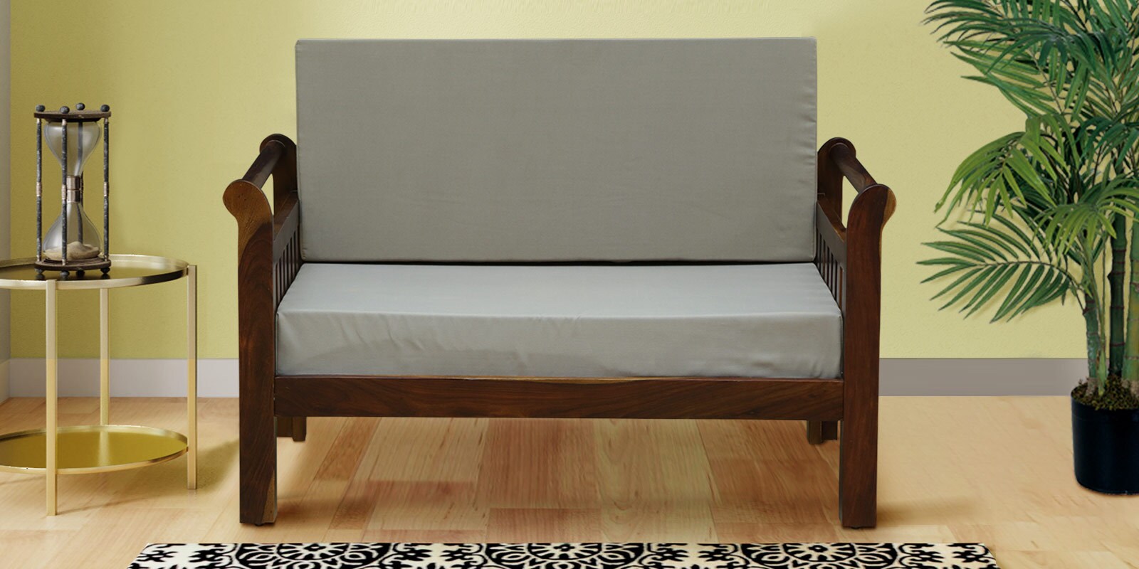 Elegante Solid Wood 2 Seater Sofa in Provincial Teak Finish