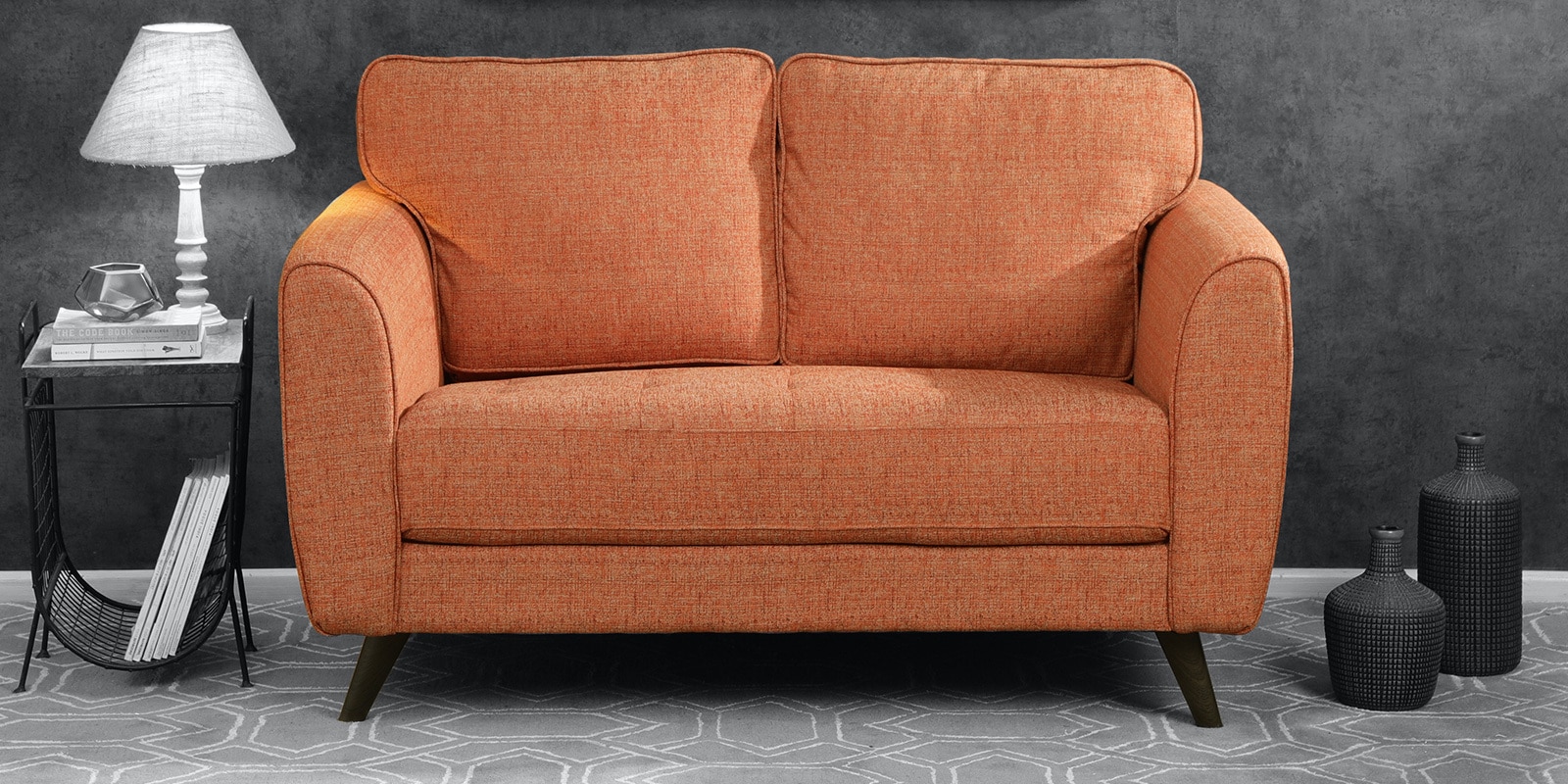 Elina Fabric 2 Seater Sofa In Rust Colour