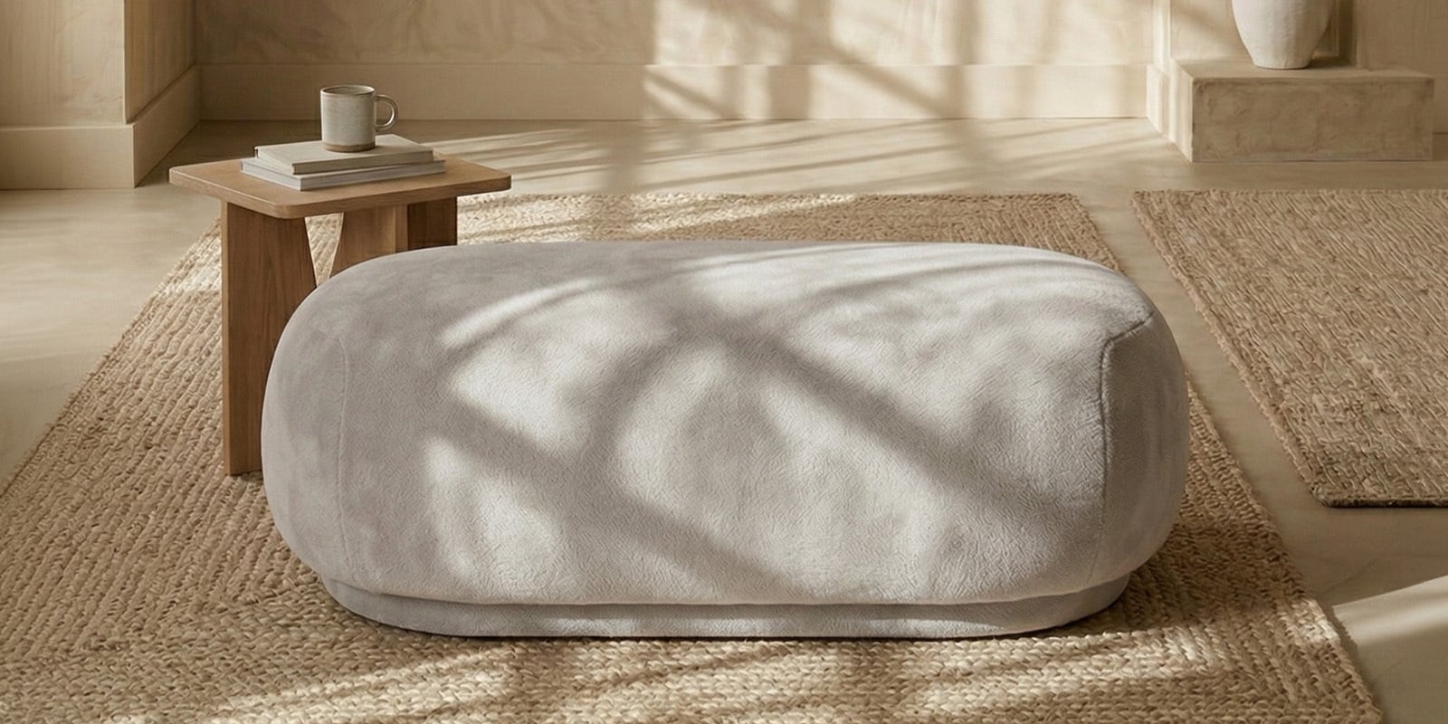Elite Elegance Suede Ottoman Bench In Grey Colour