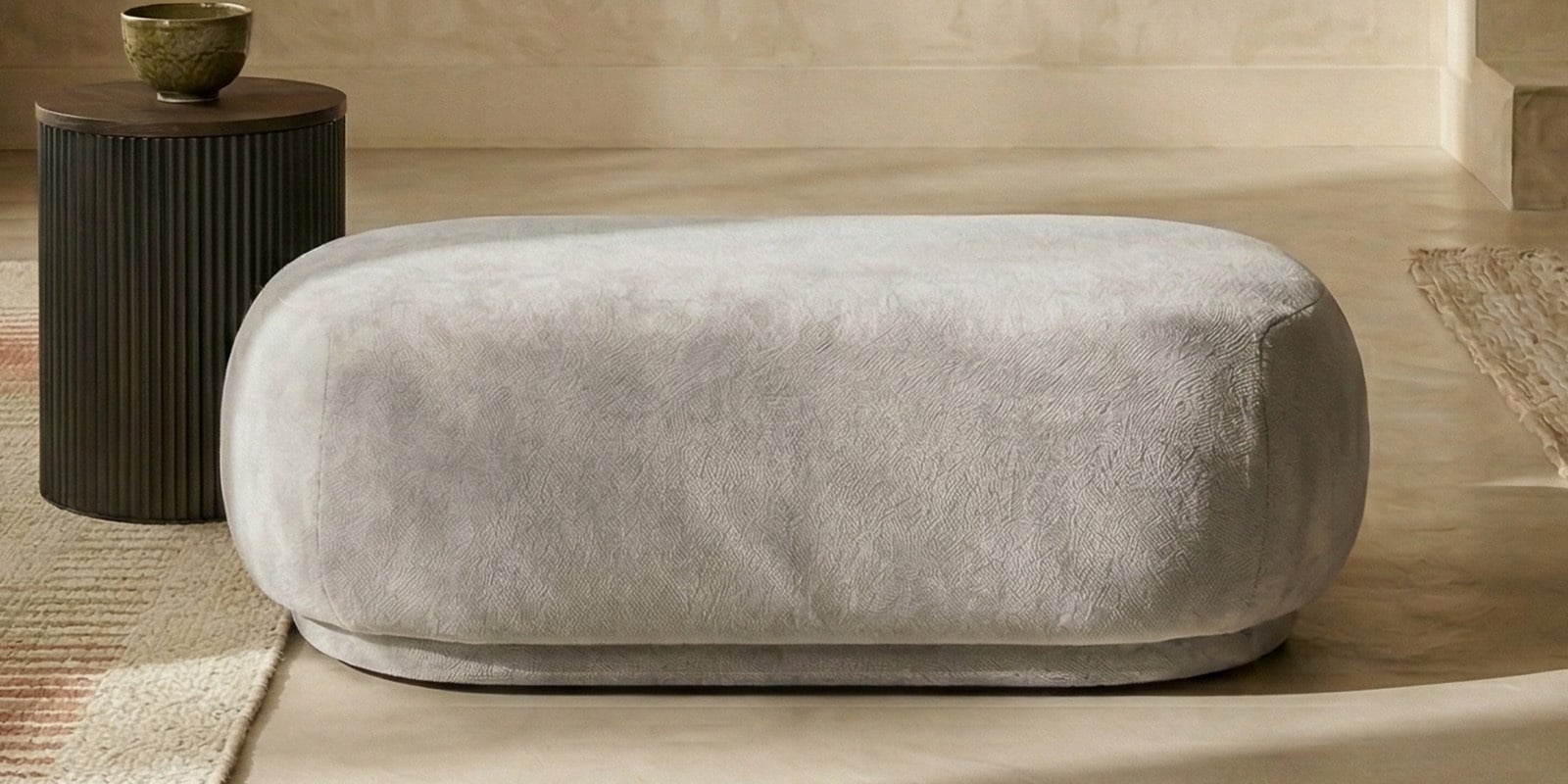 Elite Elegance Velvet Fabric Ottoman Bench In Grey Colour