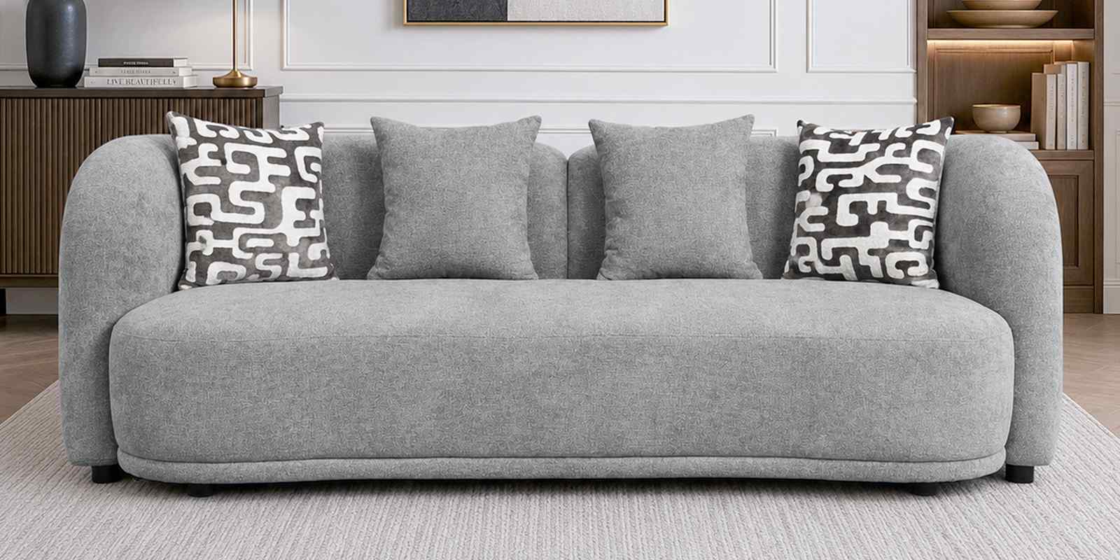 Elowen Fabric 3 Seater Sofa Set In Grey Colour Elowen Fabric 3 Seater Sofa Set In Grey Colour