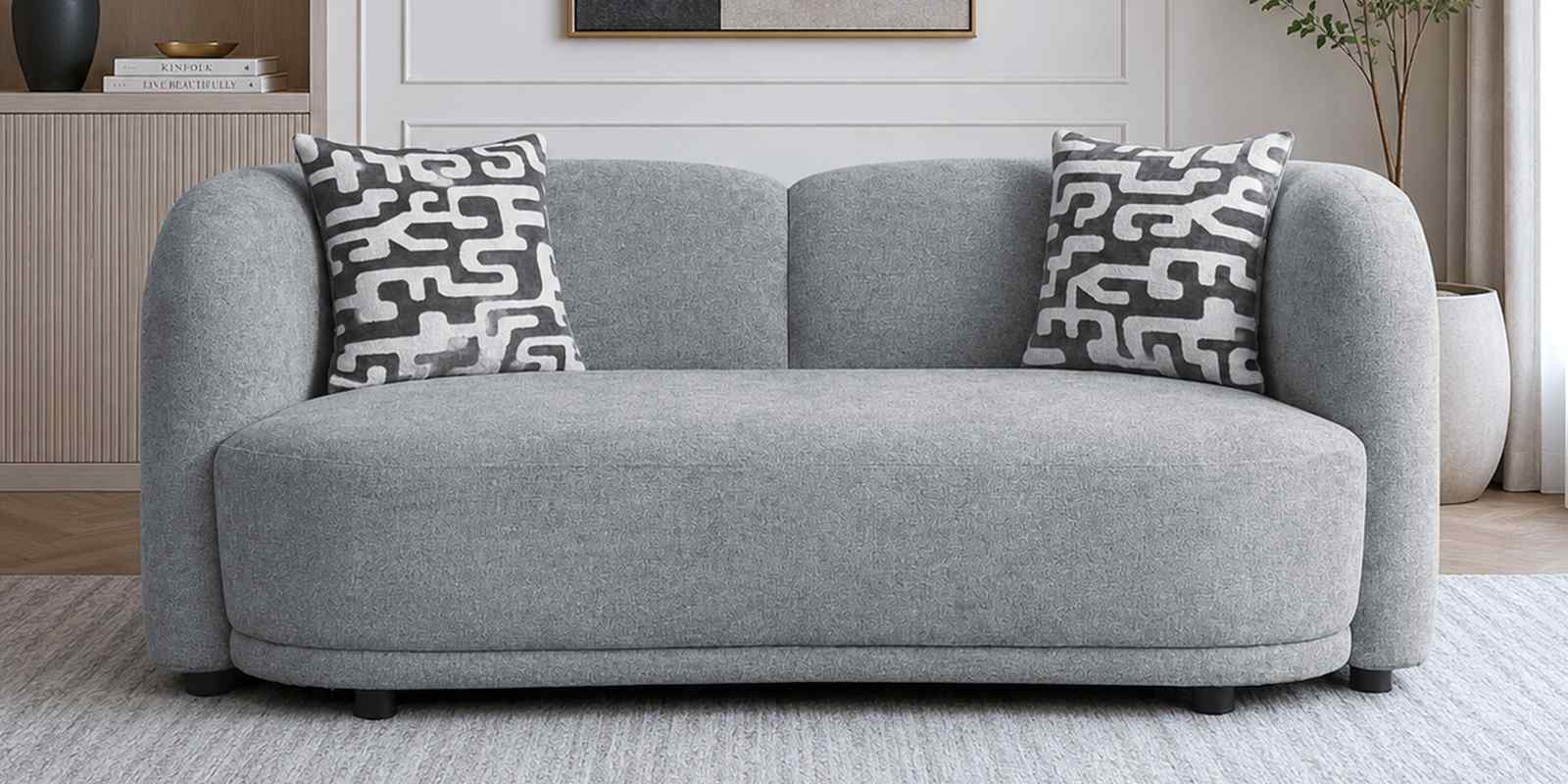 Elowen Fabric 2 Seater Sofa Set In Grey Colour Elowen Fabric 2 Seater Sofa Set In Grey Colour