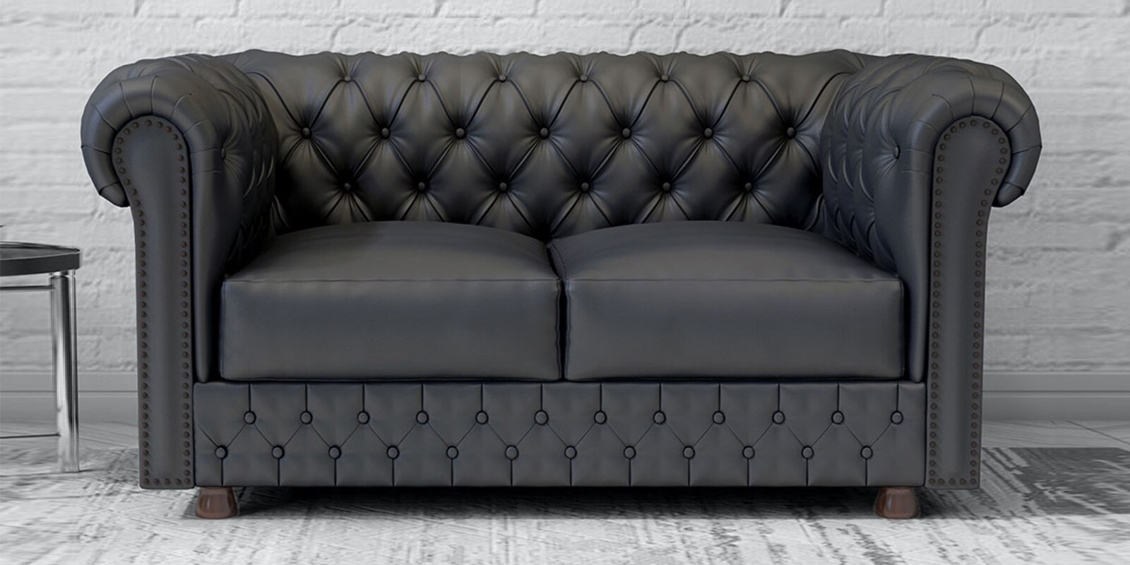 Buy Elton Leatherette 2 Seater Sofa in Blue Colour at 50 OFF by Durian