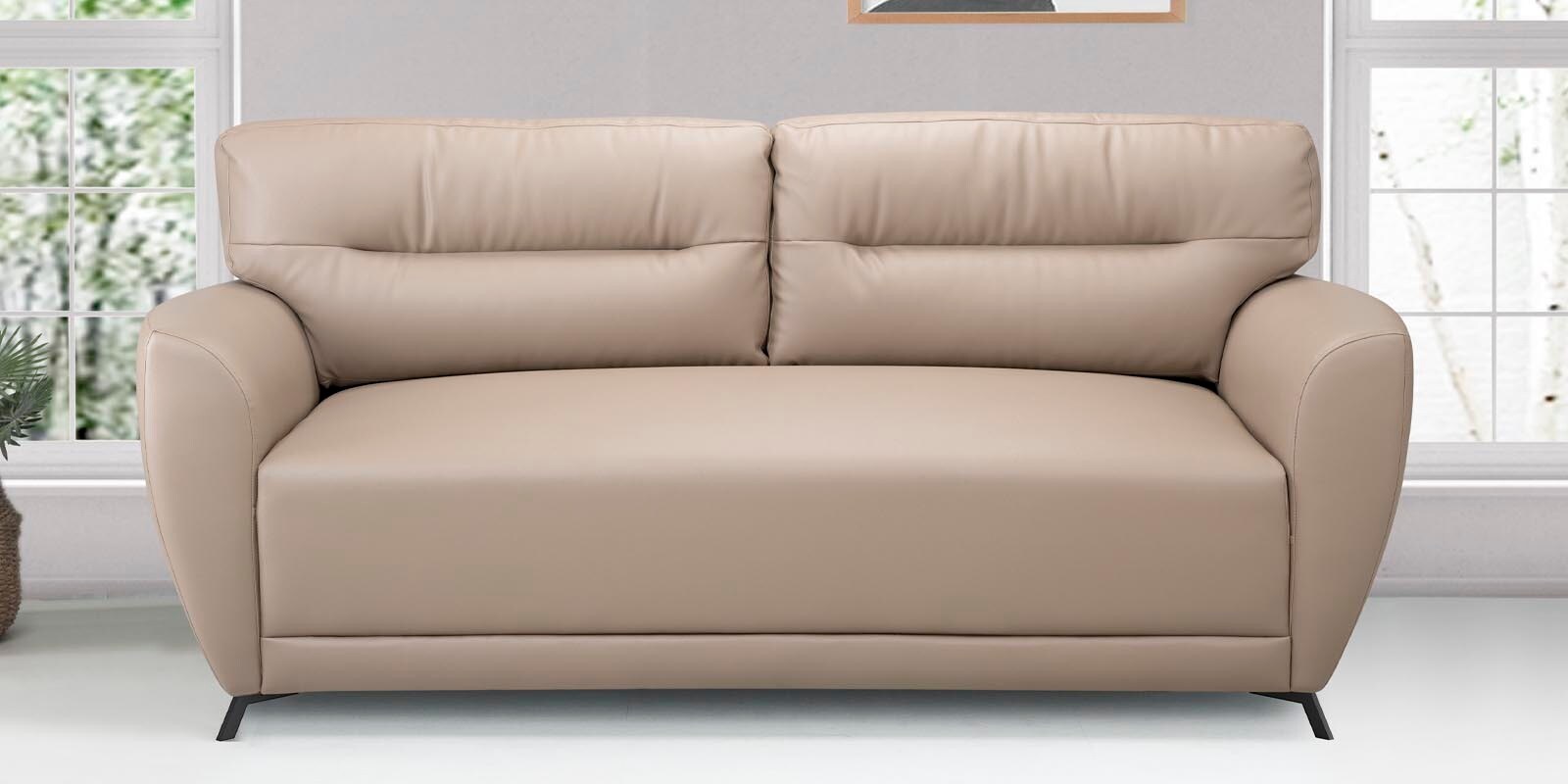 Elvis Leatherette 3 Seater Sofa in Sand Beige Colour