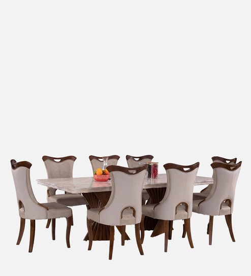 Elanor 8 Seater Dining Set In Beige Colour