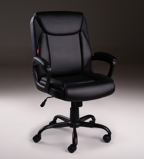 Elara High Back Leatherette Executive Chair In Black Color