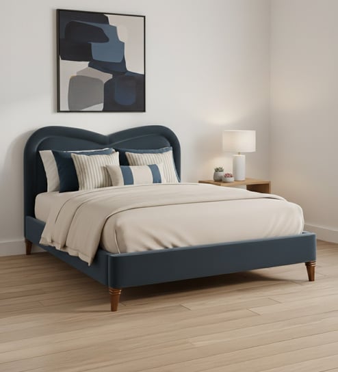 Elaris Curve Comfort Bed in velvet With Engineer Wood Frame & Hydraulic Storage