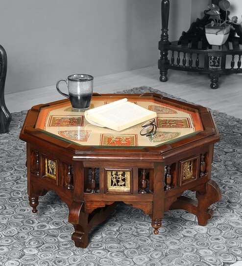 Elba Teak Wood Coffee Table in Walnut Finish