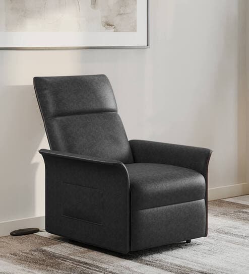 Elbe Leatherette 1 Seater Motorized Recliner In Black Colour