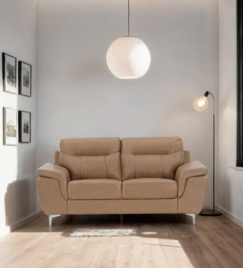 Elegance Leatherette 2 Seater Sofa in Brown Colour