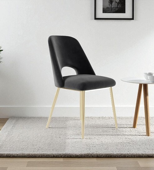 Aurora Luxe Velvet Dining Chair in Black with Gold Accents
