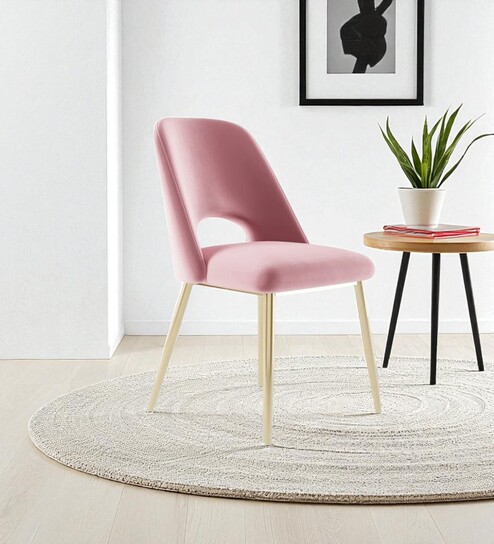 Aurora Luxe Velvet Dining Chair in Blush Rose with Gold Accents