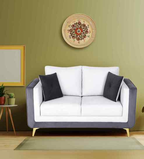 Elegant 2 Seater Sofa In Off White And Night Grey/Suede Color
