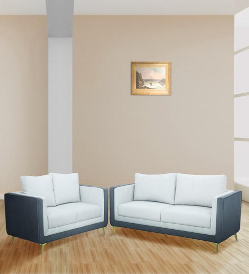 Elegant 3+2 Sofa  In White Dual Tone/Suede Color