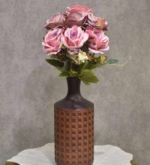 Elegant Artificial Rose Flower Bunch with 7 Flower Heads (Purple)