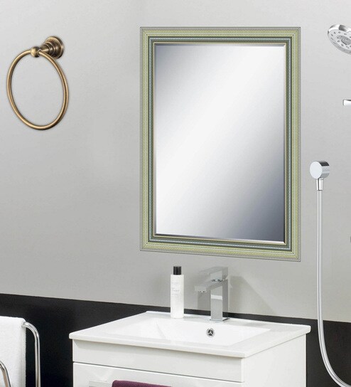 Buy Wooden Framed Silver Bathroom Mirror L 22 H 28 Inches By