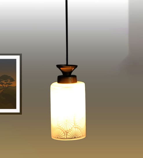 Elegant Ceramic Pendant Light with Floral Pattern