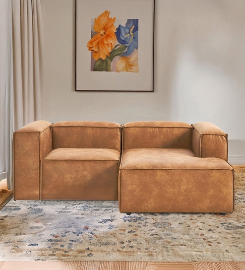 Elegant Edge 2 Seater Faux Leather RHS L Shaped Sofa