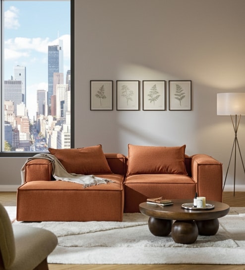 Elegant Edge 2 Seater RHS L Shaped Sofa In  Tan Color