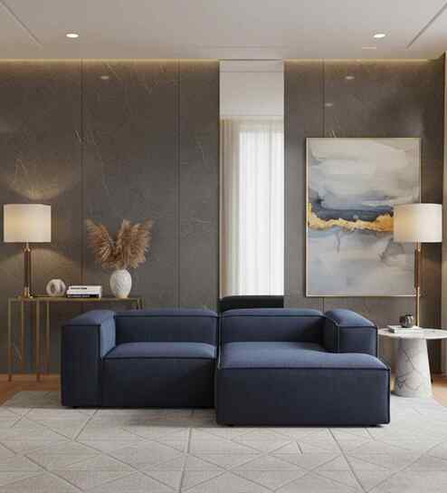 Elegant Edge 2 Seater Versatile LHS L Shaped Sofa In  Navy Blue Color