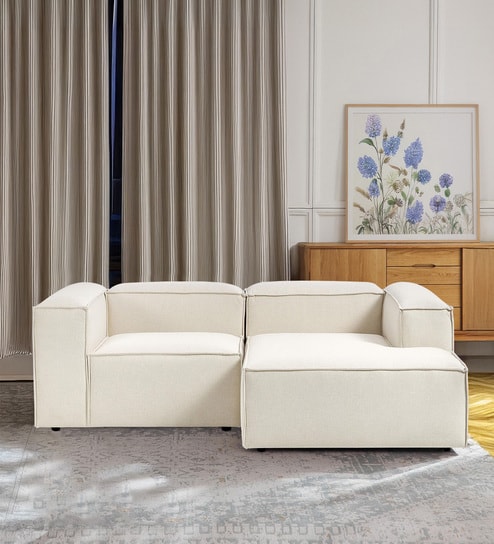 Elegant Edge 2 Seater Versatile LHS L Shaped Sofa In Cr me Color