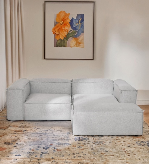 Elegant Edge 2 Seater Versatile LHS L Shaped Sofa In Grey Color