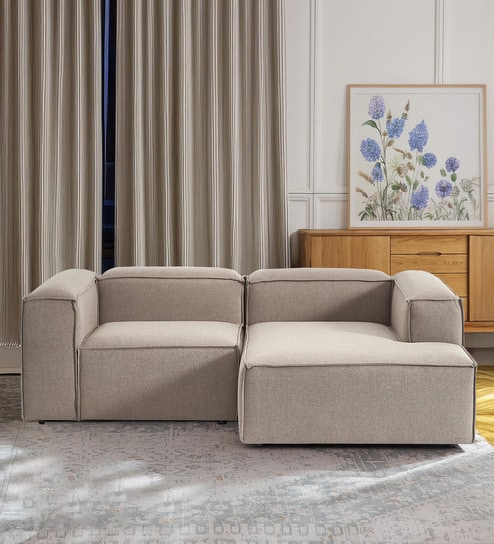 Elegant Edge 2 Seater Versatile LHS L Shaped Sofa In Grey Color