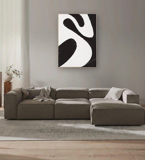 Elegant Edge 3 Seater Boucle LHS L Shaped Sofa In Dark Grey Color