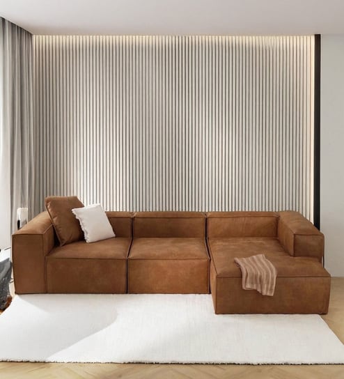 Elegant Edge 3 Seater Faux Leather LHS L Shaped Sofa