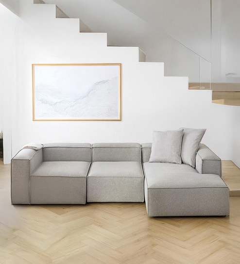 Elegant Edge 3 Seater LHS L Shaped Sofa In Grey Color