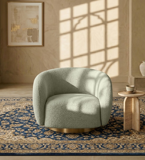 Elegant Ensemble Boucle 1 Seater Sofa In Beige Colour