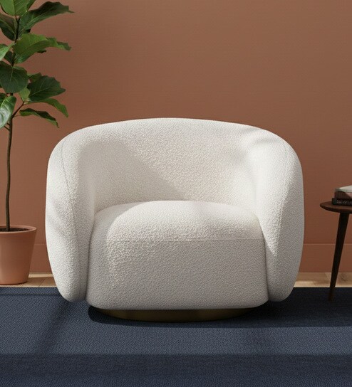 Elegant Ensemble Boucle 1 Seater Sofa In White Colour-image-3