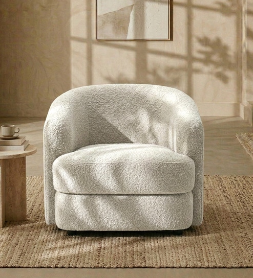Elegant Ensemble Boucle 1 Seater Sofa In Cream Colour
