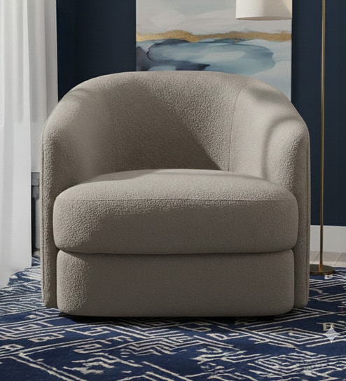 Elegant Ensemble Boucle 1 Seater Sofa In Grey Colour