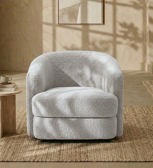 Elegant Ensemble Boucle 1 Seater Sofa In Mouse Grey Colour