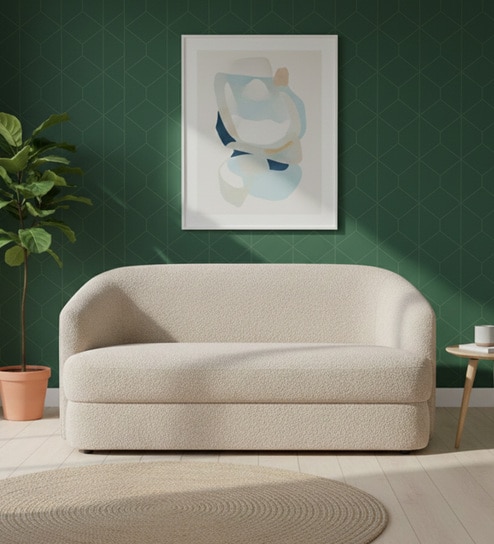 Elegant Ensemble Boucle 2 Seater Sofa In Beige Colour