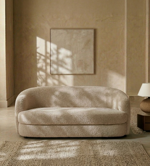 Elegant Ensemble Boucle 2 Seater Sofa In Cream Colour