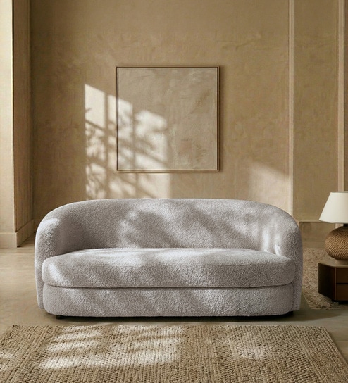 Elegant Ensemble Boucle 2 Seater Sofa In Grey Colour
