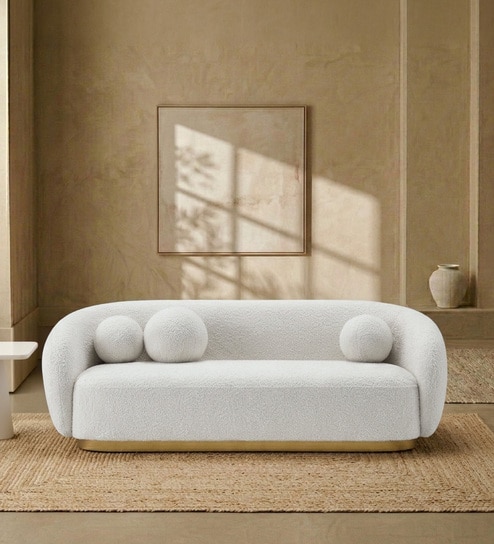 Elegant Ensemble Boucle 3 Seater In White Colour