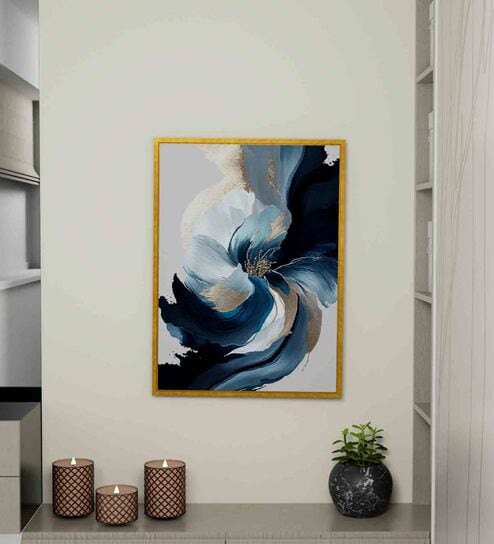 Elegant Flowers Multicolour Engineered Wood Framed Canvas Wall Painting