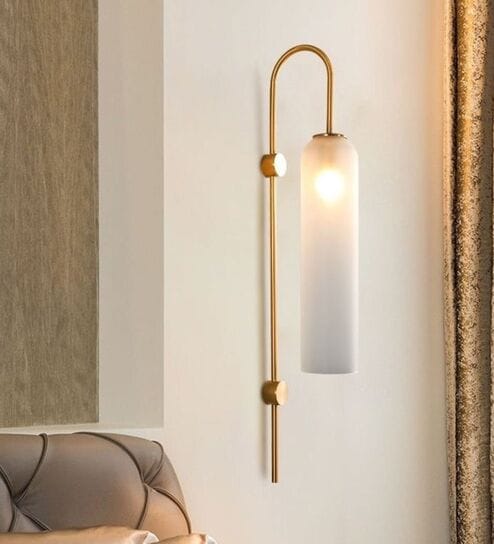 Elegant Gold Wall Light with White Glass Tube