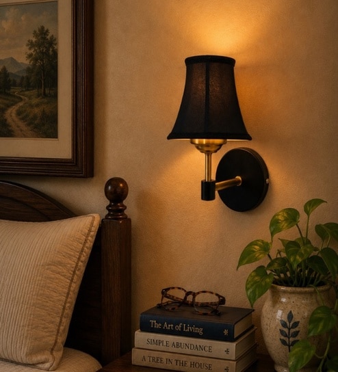 new era Elegant Gold Wall Mounted Lamp with Black Cotton Shade for Hotel Room-picture-15