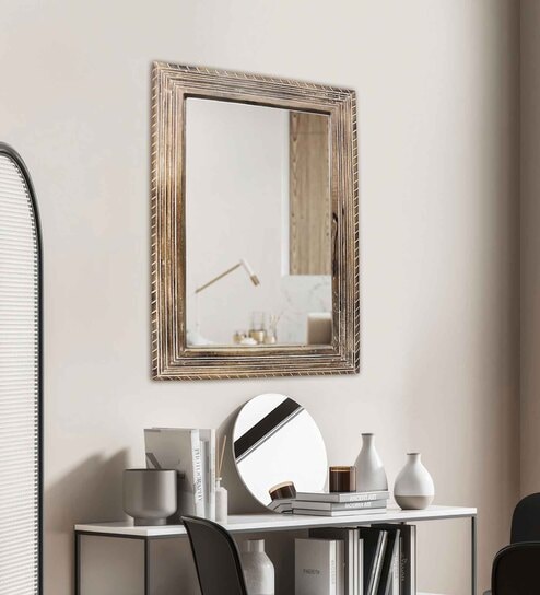 Elegant Hanging Mirror With Wooden Frame