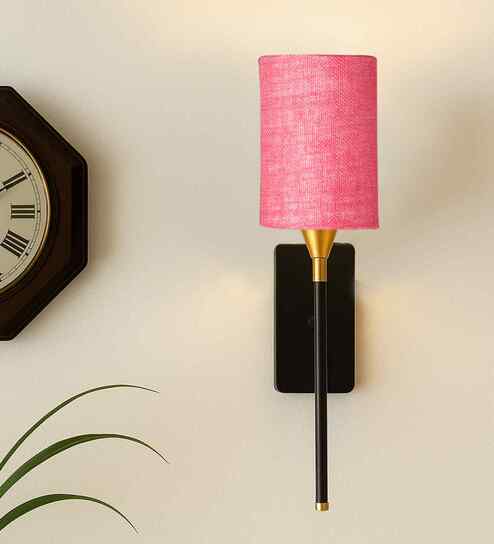 Elegant Jute Shade Metal Wall Lamp   Soft Glow Decorative Light for Home (Pink Jute)