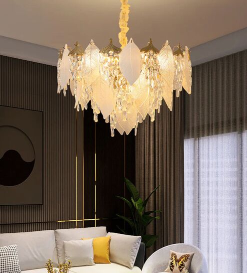 Elegant Leaf Crystal Chandelier Ceiling Light - Dia 60 cm