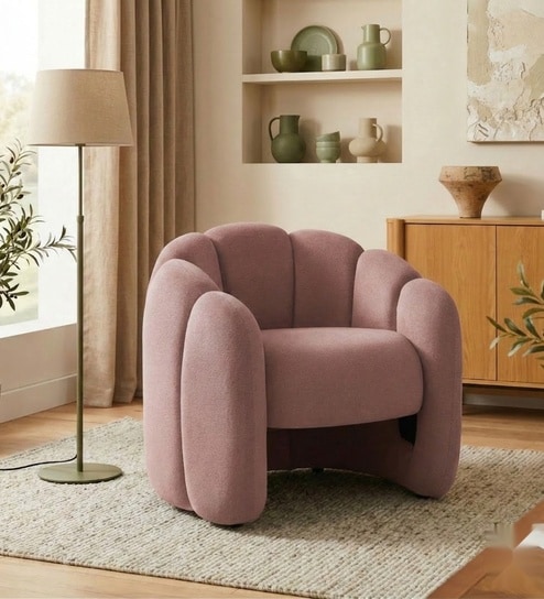 Elegant Wingback Ergonomic Chair In Blush Pink Color
