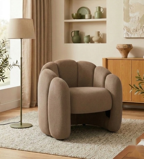 Elegant Wingback Ergonomic Chair In Light Brown Color