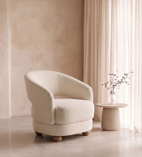 Elevara Petite Lounge Chair In Ivory Colour