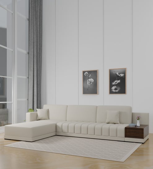 Elite  Vevet RHS Sectional  Sofa in Ivory Colour
