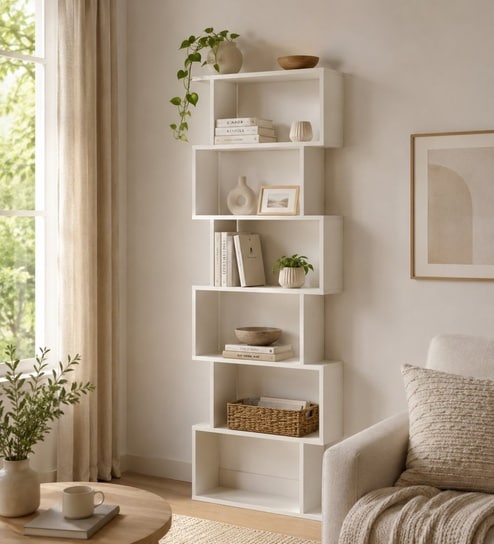Elite Harmony Contemporary Book Shelf In Off White Finish